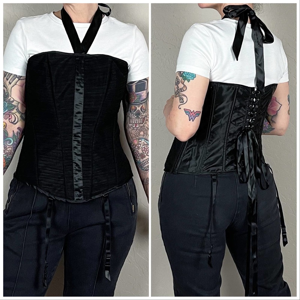 Vintage Y2K Frederick's of Hollywood Black Back Lace Up Corset - Picture 4 of 10